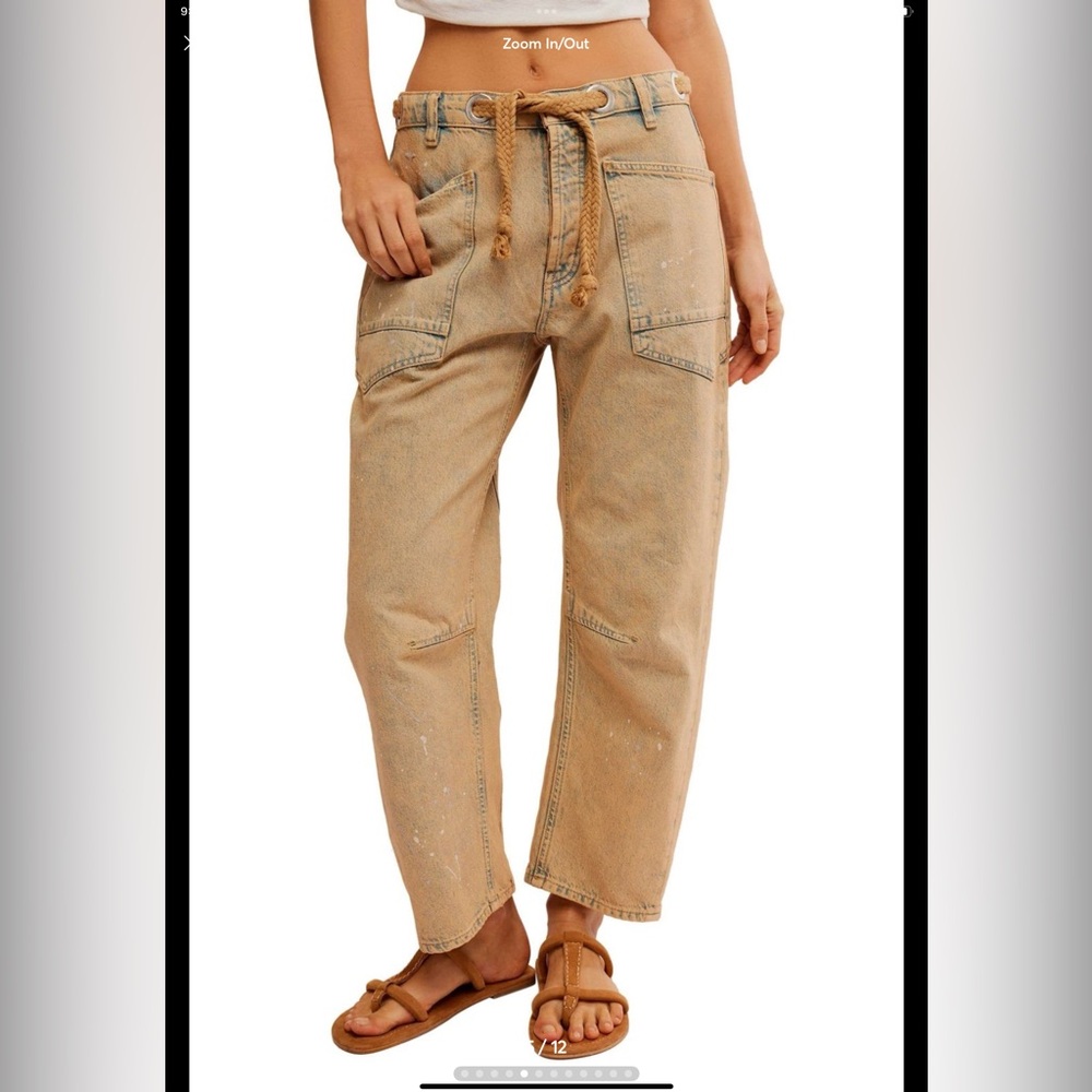 We The Free by Free People Moxie Low Slung Cowboy Barrel Relaxed Jeans 26L 26 L - Picture 2 of 10